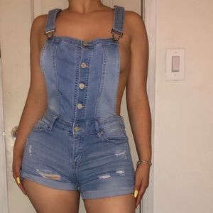 Jean short overalls